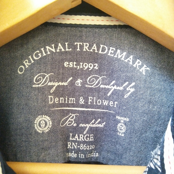 Denim and Flower Navy Pineapple Shirt Button Up - Picture 2 of 5